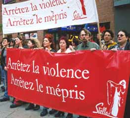 Arrtez la violence. Arrtez le mpris. Stella  la Marche mondiale des femmes en l'an 2000